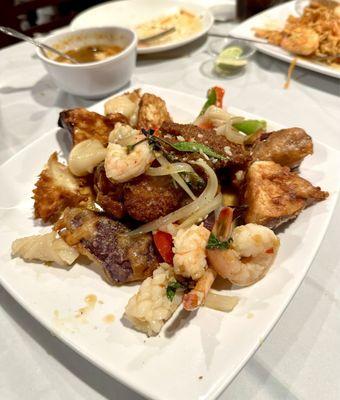 Crispy Eggplant with Seafood