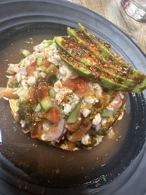 Tostada de ceviche!