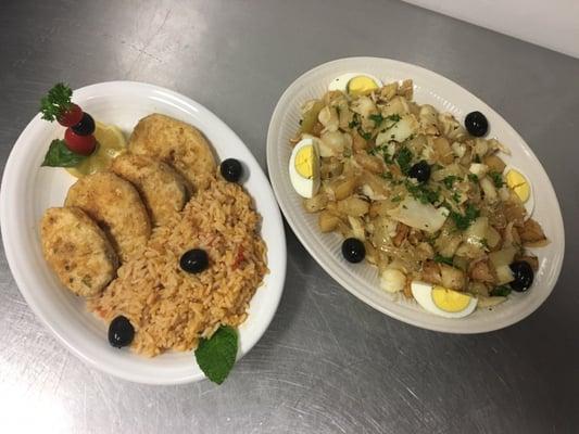 Fresh fish with rice and famous bacala dish