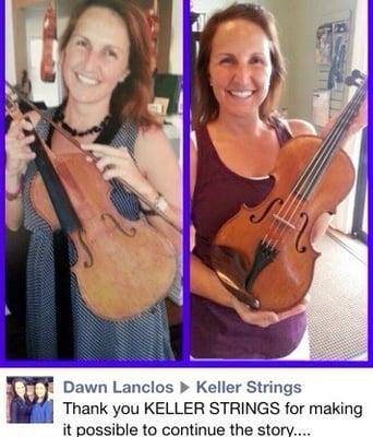 Dawn's violin: Before and After restoration!