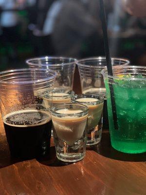 Irish car bombs and green club soda for St. Patty's