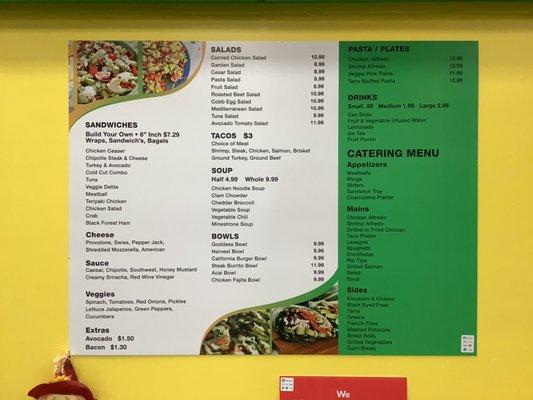 Fresh Box Eats Menu