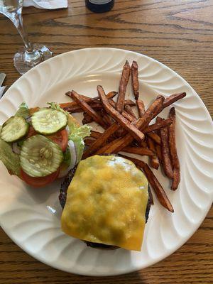 Burger n sweet potatoes fries