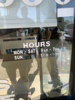 HOURS ARE OPEN 7 DAYS A WEEK MONDAY - SUNDAY