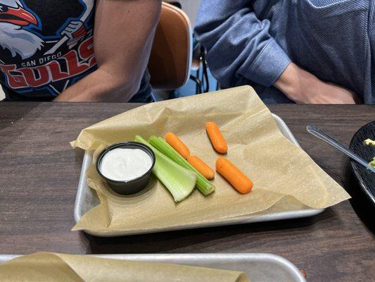 Side of vegetables. Carrots and celery. As it arrived.