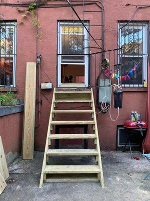 Custom stairs built by Katie and Odin