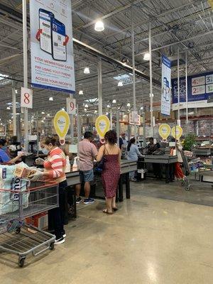 Plexiglass separated checkout registers