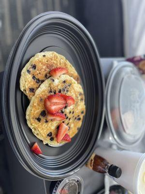 Blueberry Buttermilk Pancakes with Fruit Toppings