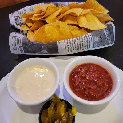 Chips & salsa and queso