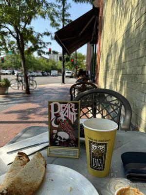 Outside tables along 6th Street