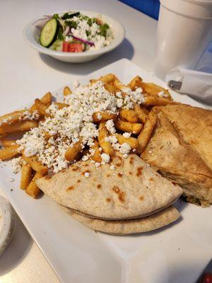 Spanakopata with Greek fries