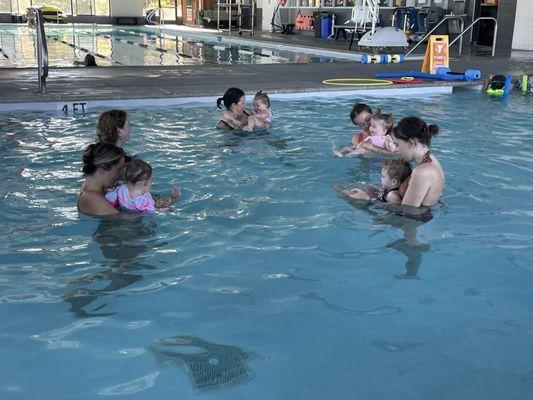 Sissy got to join for swim class today.