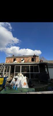 Before New Sheathing , Windows & Siding