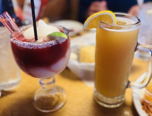 The Frozen Sangria Margarita and Orange Flavored Blue Moon Draft