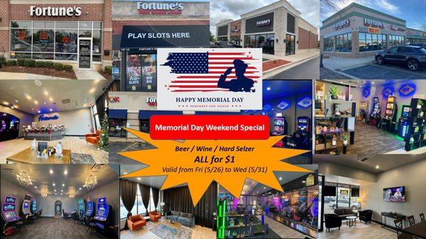 Memorial Day Weekend Special!!!
ALL Drinks for $1 (Valid from 5/26 to 5/31)