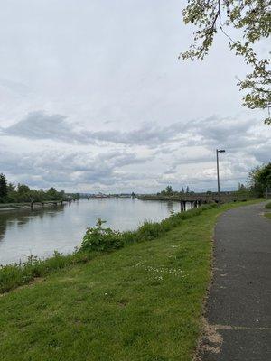 The walking path near the parking lot