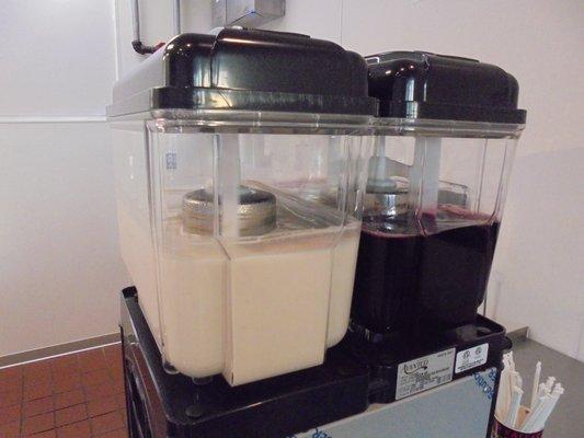 Coolers with horchata & hibiscus drink!