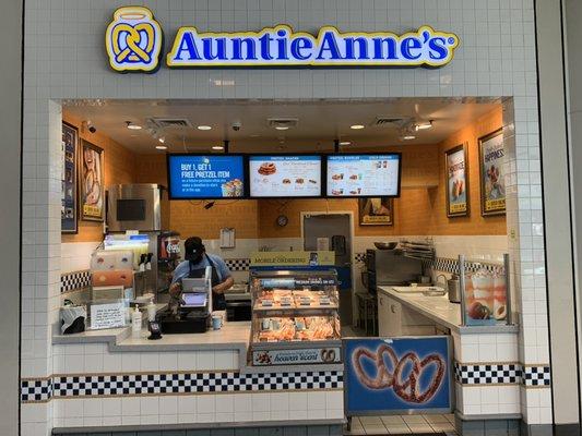 Auntie Anne's Pretzels at Lloyd Center. Located on the 2nd floor across Barnes & Nobles.