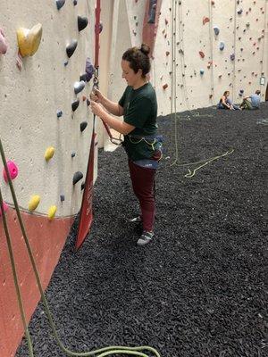 Connecting to auto-belay with back up clip