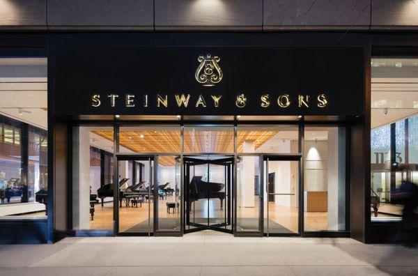 Exterior of Steinway Hall located on 6th Avenue near Bryant Park.