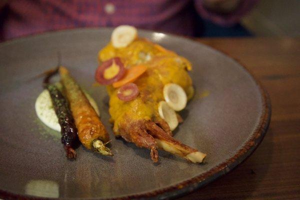 Rabbit, carrot, parsnip, course 4 More filling than the caramelle pasta, but not as flavorful.