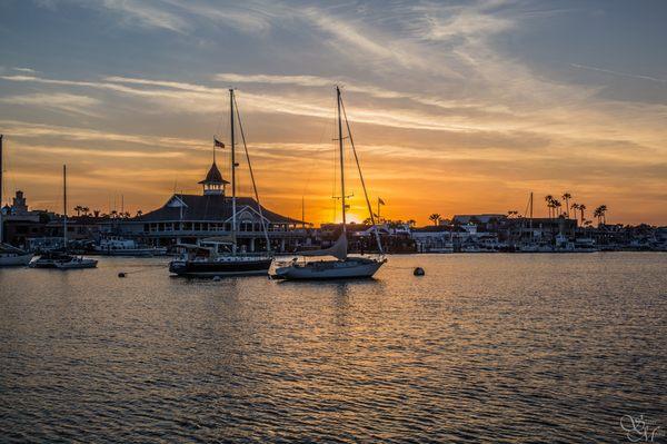 Balboa Pavilion at sunset