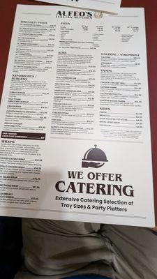 Front of menu