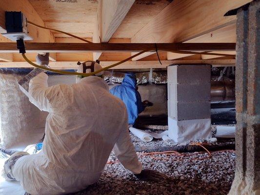 Installation in progress - crawl space encapsulation.