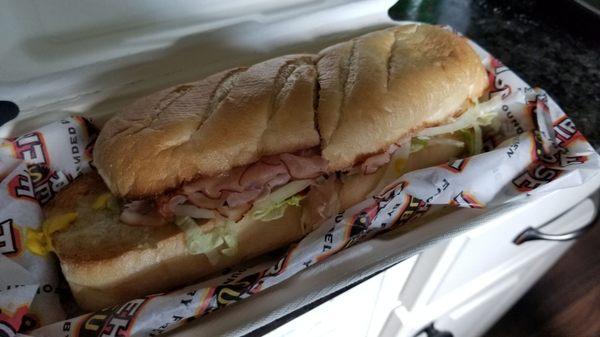 The Hook & Ladder Sub. Delicious blend of Turkey, Ham, and Monterey Jack.