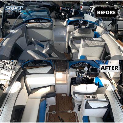 When recovering boat cushions we use marine-grade upholstery that not only enhances aesthetics but promises durability against the elements.