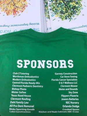 South Lake Little League Sponsor T-shirt.  There we are at the top! :)