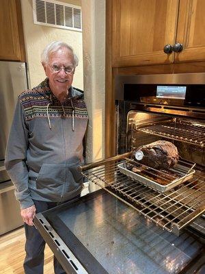 My Dad drooling over this fine rib roast!