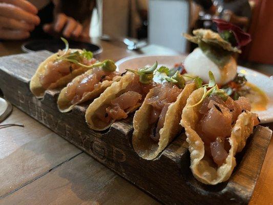 Ahi Tuna Poke Tacos. Very good!