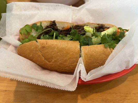 Shaken Beef Banh Mi Poboy