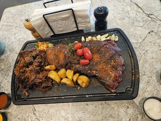 Lamb ribs and brisket