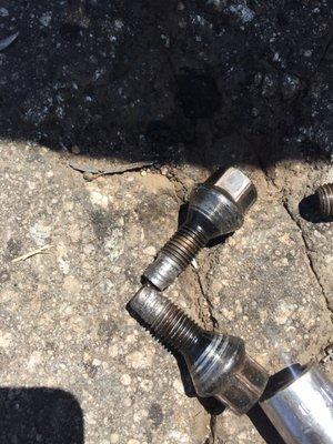 Cross threaded lug bolts. How did they even manage to damaged them this bad?