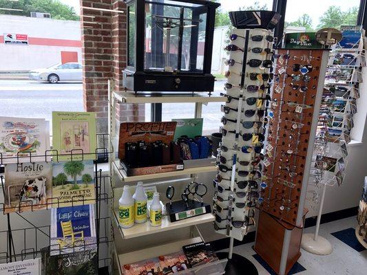 Local books, sunglasses, readers/magnifiers, and more!