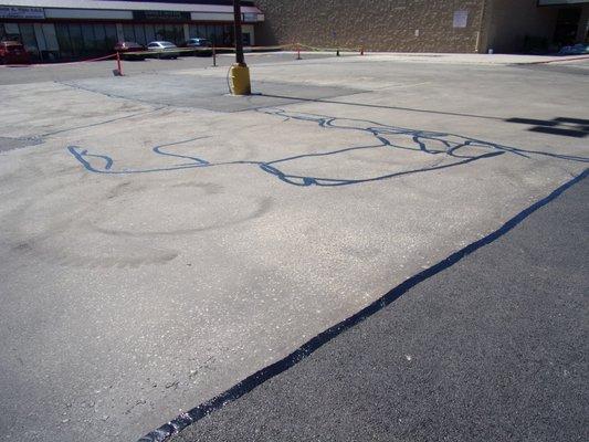 Installing Crack Seal on a parking lot in Elko, Nevada.