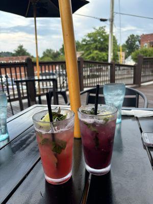 Strawberry and blackberry mojitos