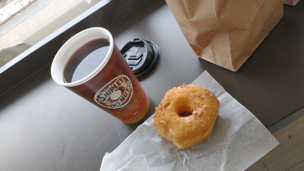 Got my favorite crumble donut and coffee