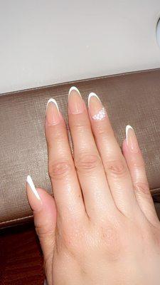 French tip nails with pearls