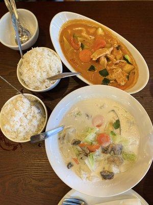 Tom Kha (Seafood) & CH1. Pumpkin Red Curry