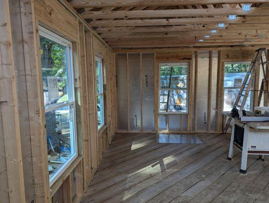 Inside the structure framing