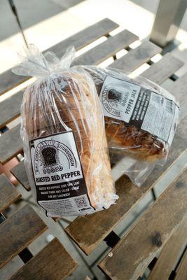 Roasted red pepper sourdough & pepper jack sourdough