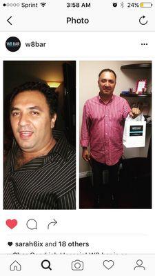 Hossein did our 40 day program at W8 bar and lost 35 lbs in 40 days