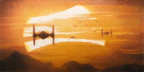 Tie Fighter Sunset by Lucasfilm Artist Christopher Clark - original was purchased by George Lucas. https://incredibleartgallery.com/product/