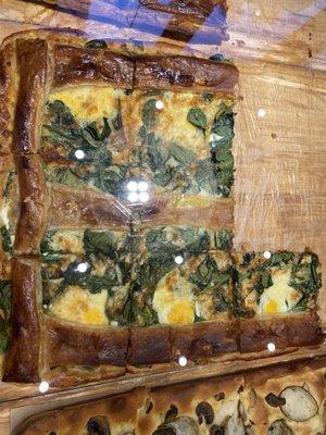 Spinach egg on croissant dough