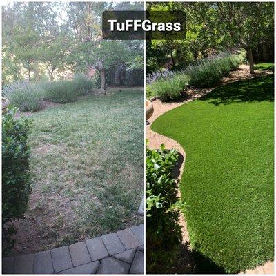 Small natural lawns, especially in intimate patio settings, are a pain to take care of. You can solve this with TuFFGrass!