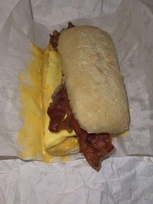 Bacon, egg, and cheese sandwich