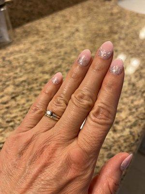 Pale pink with a splash of sparkle! Thank you, Tiffany!